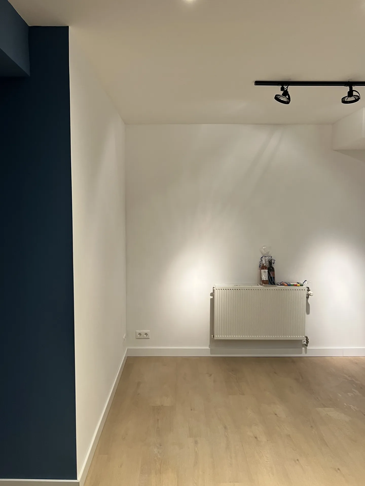 Witte ruimte met railspots en radiator